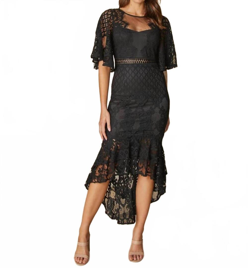 NEW TWOSISTERS THE LABEL reyna midi dress in black
